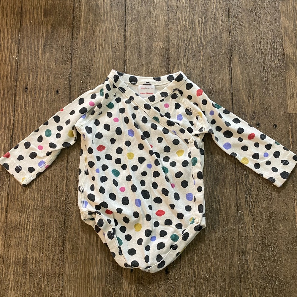 Hanna Andersson ivory polka dot onesie